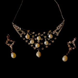 Estate Antique platinum diamond and pearl Lavaliere.